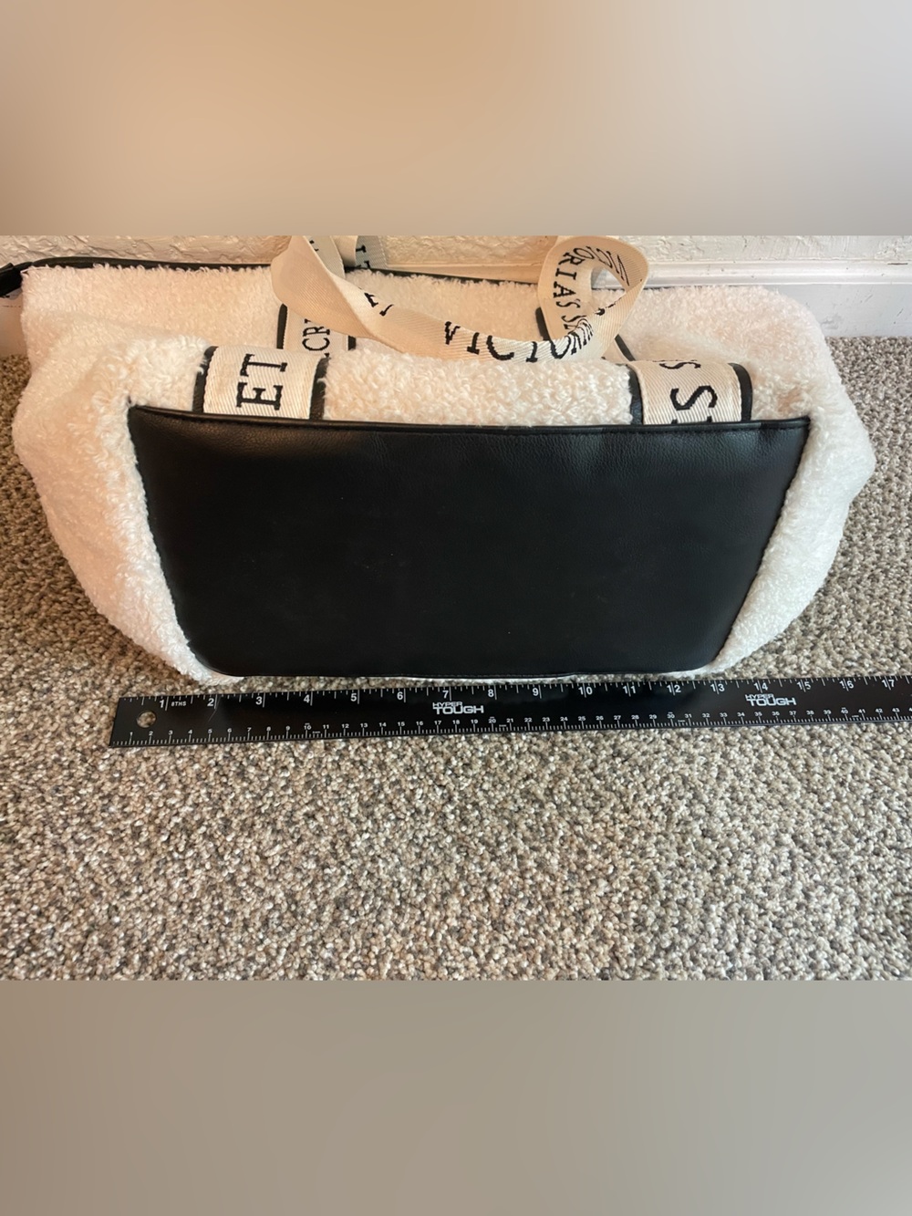 Victoria's Secret Cream Sherpa Tote with Logo Straps - Picture 6 of 7